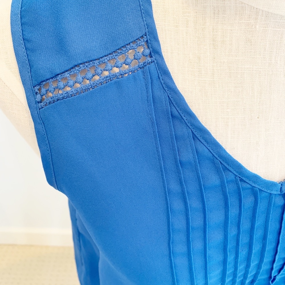 Elodie sheer blue v-neck top Medium - Picture 3 of 6